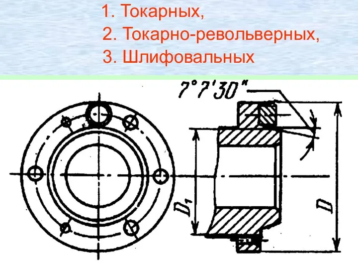 1. Токарных, 2. Токарно-револьверных, 3. Шлифовальных