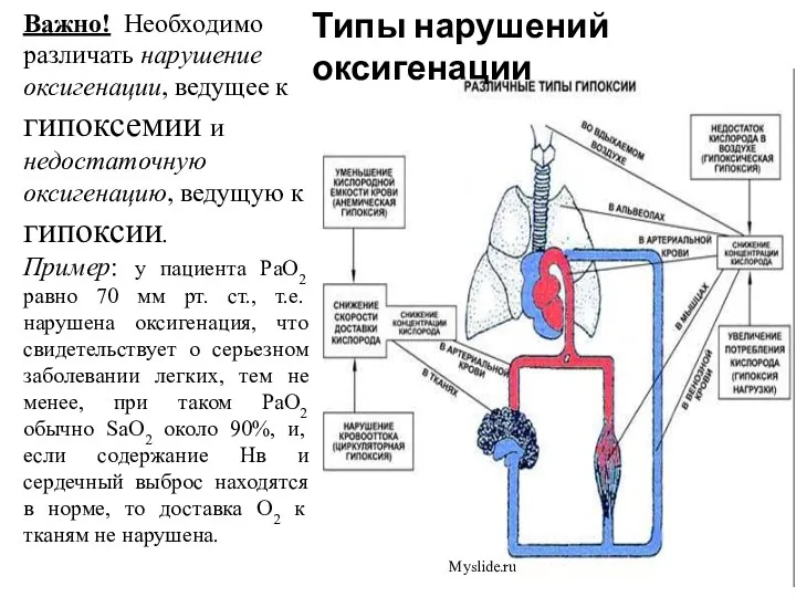 Важно! Необходимо различать нарушение оксигенации, ведущее к гипоксемии и недостаточную