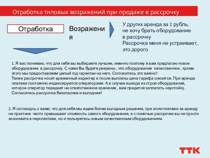 Отработка типовых возражений при продаже в рассрочку У других аренда