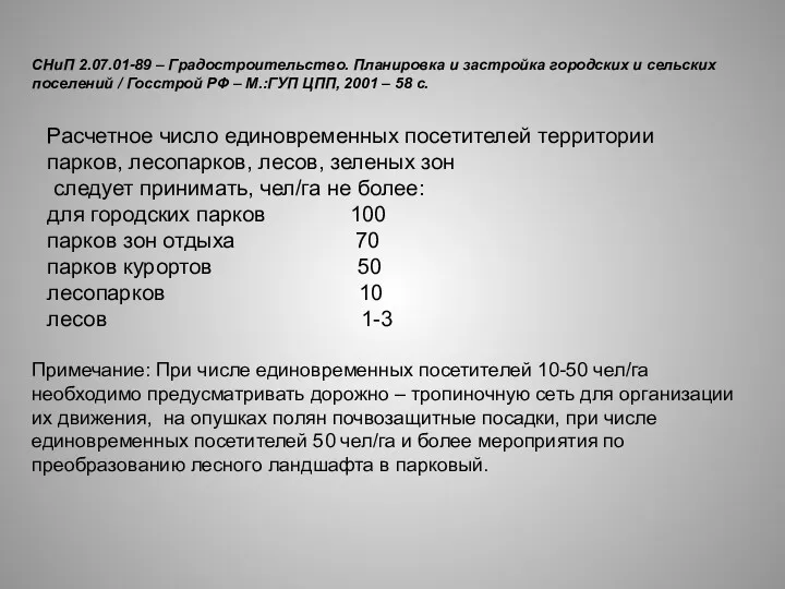 СНиП 2.07.01-89 – Градостроительство. Планировка и застройка городских и сельских