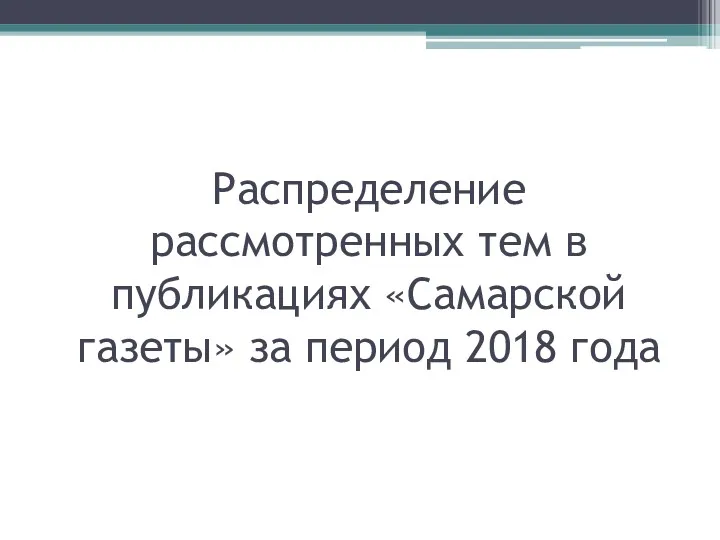 Распределение рассмотренных тем в публикациях «Самарской газеты» за период 2018 года