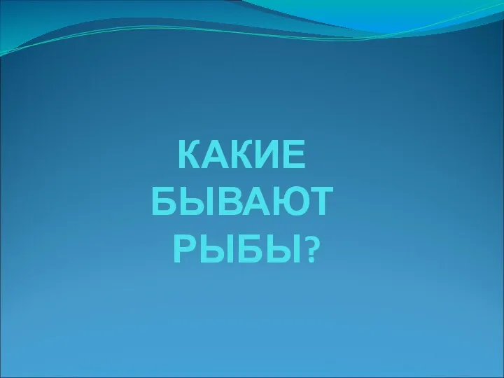 КАКИЕ БЫВАЮТ РЫБЫ?