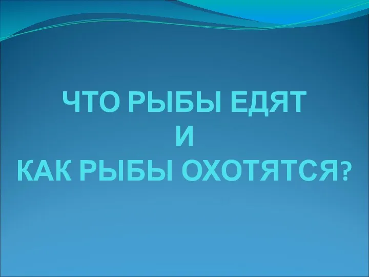 ЧТО РЫБЫ ЕДЯТ И КАК РЫБЫ ОХОТЯТСЯ?