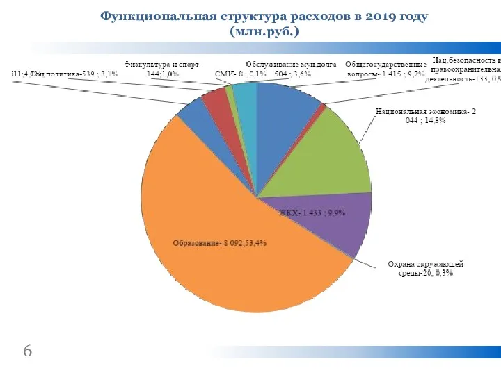 6 Функциональная структура расходов в 2019 году (млн.руб.)