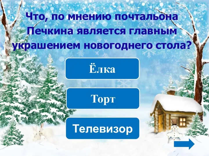 Торт Ёлка Телевизор Что, по мнению почтальона Печкина является главным украшением новогоднего стола?