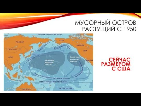 МУСОРНЫЙ ОСТРОВ РАСТУЩИЙ С 1950 СЕЙЧАС РАЗМЕРОМ С США