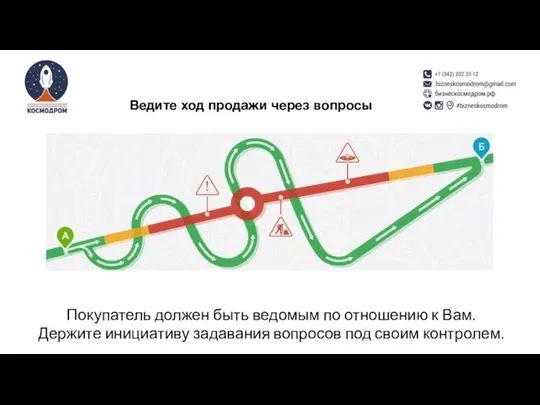 Покупатель должен быть ведомым по отношению к Вам. Держите инициативу