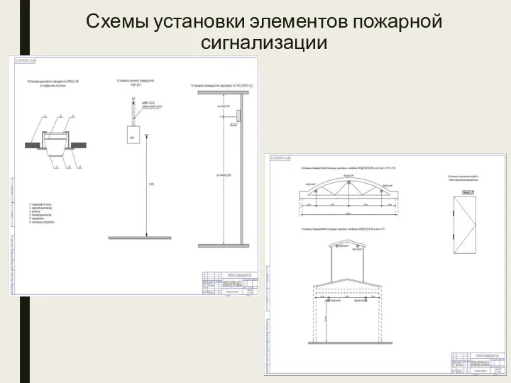 Схемы установки элементов пожарной сигнализации