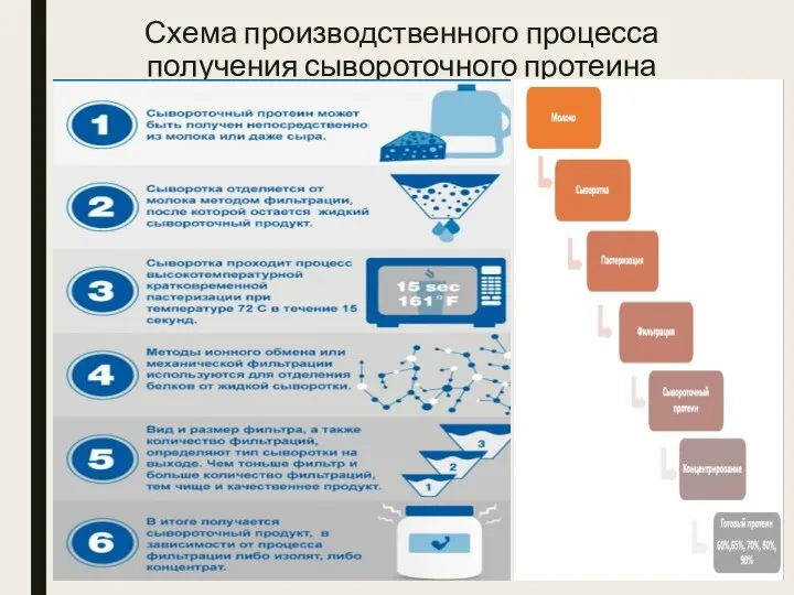 Схема производственного процесса получения сывороточного протеина