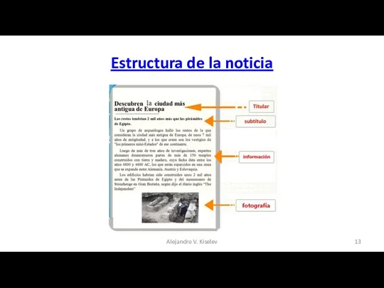 Estructura de la noticia Alejandro V. Kiselev