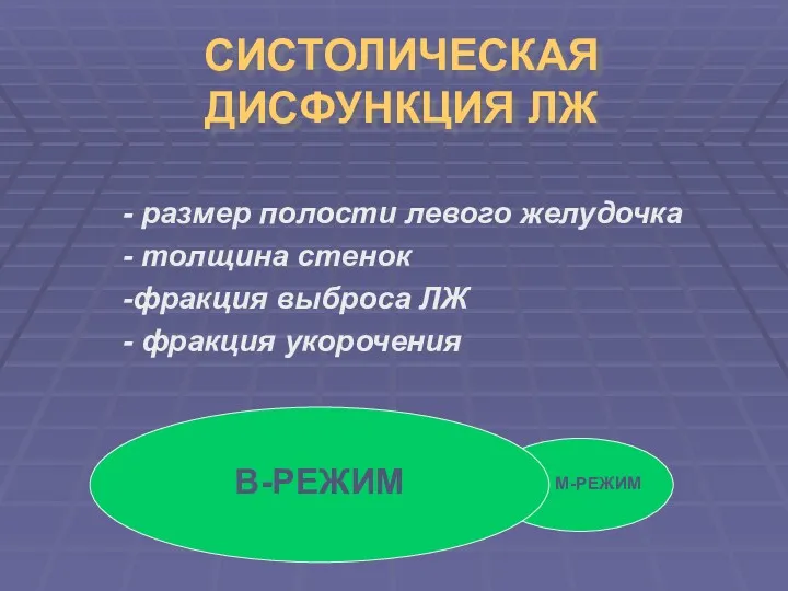 СИСТОЛИЧЕСКАЯ ДИСФУНКЦИЯ ЛЖ - размер полости левого желудочка - толщина