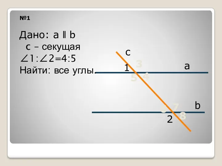 №1 а b c 1 2 Дано: a ǁ b