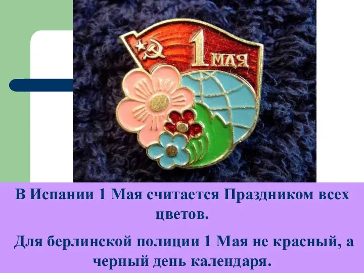 В Испании 1 Мая считается Праздником всех цветов. Для берлинской