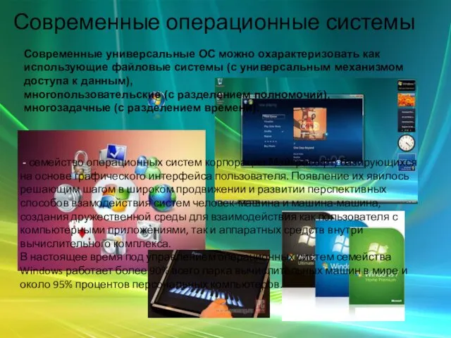 Современные операционные системы Microsoft Windows - семейство операционных систем корпорации