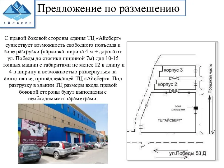 Предложение по размещению С правой боковой стороны здания ТЦ «Айсберг»