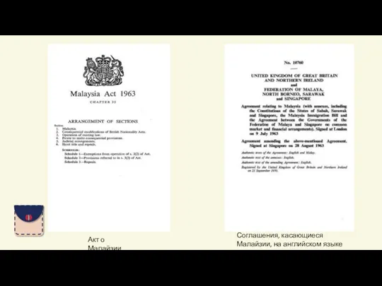 Соглашения, касающиеся Малайзии, на английском языке (документ) Акт о Малайзии