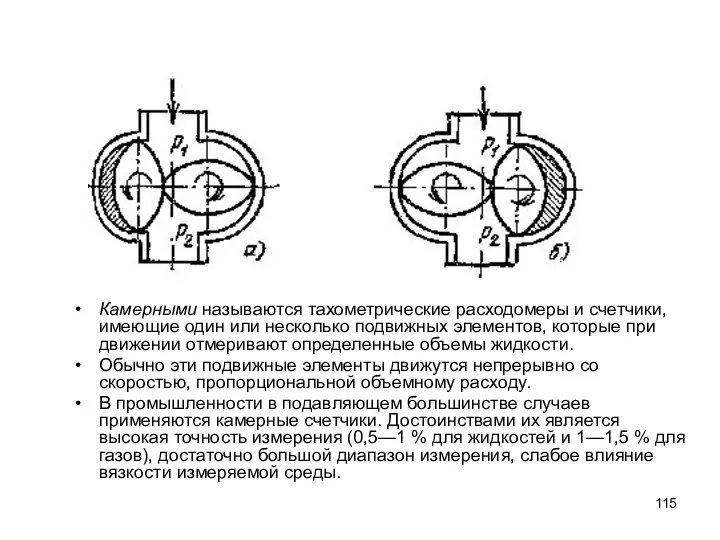 Камерными называются тахометрические расходомеры и счетчики, имеющие один или несколько