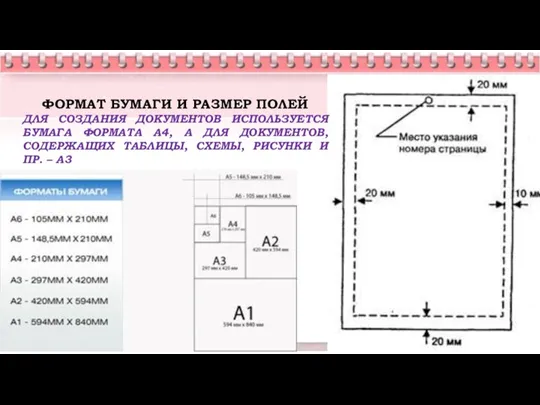 ФОРМАТ БУМАГИ И РАЗМЕР ПОЛЕЙ ДЛЯ СОЗДАНИЯ ДОКУМЕНТОВ ИСПОЛЬЗУЕТСЯ БУМАГА