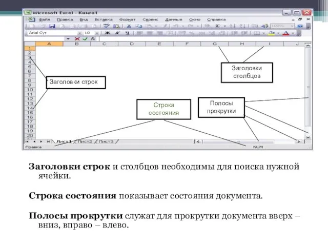 Заголовки строк и столбцов необходимы для поиска нужной ячейки. Строка