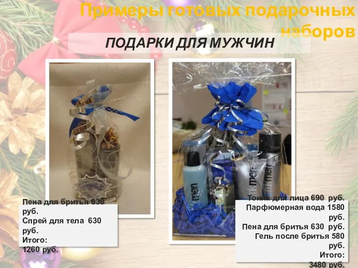 Примеры готовых подарочных наборов ПОДАРКИ ДЛЯ МУЖЧИН Тоник для лица