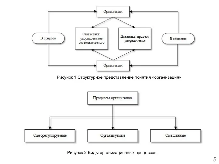 5 Рисунок 1 Структурное представление понятия «организация» Рисунок 2 Виды организационных процессов