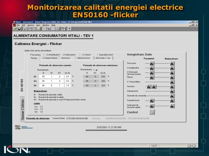 Monitorizarea calitatii energiei electrice EN50160 -flicker