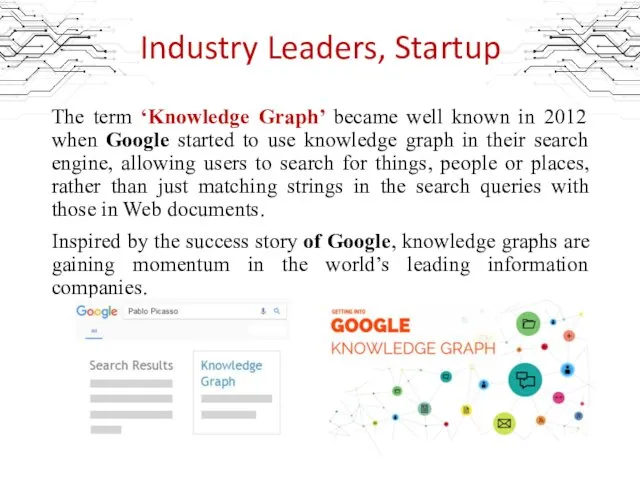 Industry Leaders, Startup The term ‘Knowledge Graph’ became well known