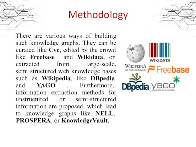 Methodology There are various ways of building such knowledge graphs.