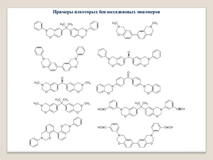 Примеры некоторых бензоксазиновых мономеров