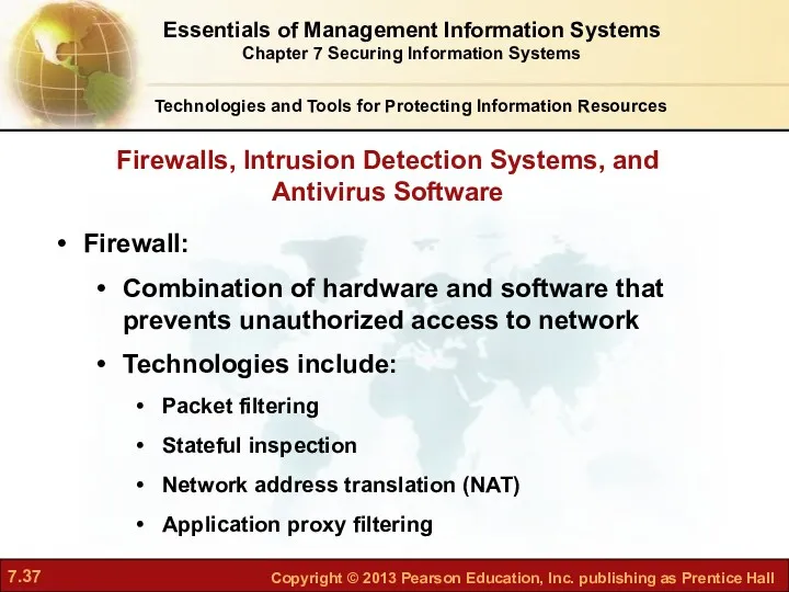 Firewall: Combination of hardware and software that prevents unauthorized access