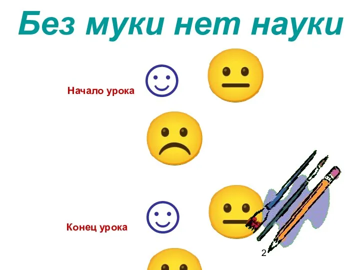 Без муки нет науки Начало урока☺ ? ☹ Конец урока ☺ ? ☹