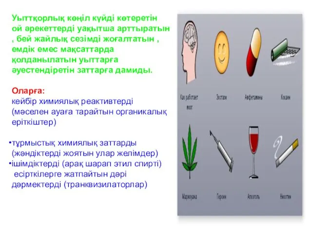 Уыттқорлық көңіл күйді көтеретін ой әрекеттерді уақытша арттыратын , бей