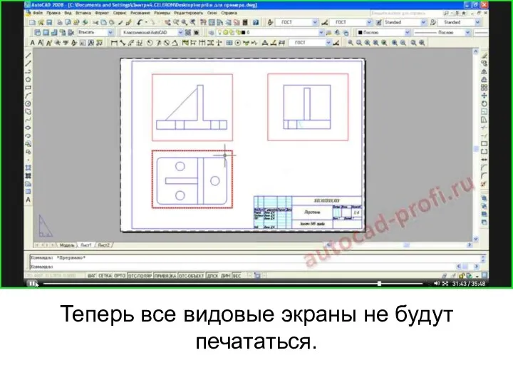 Теперь все видовые экраны не будут печататься.