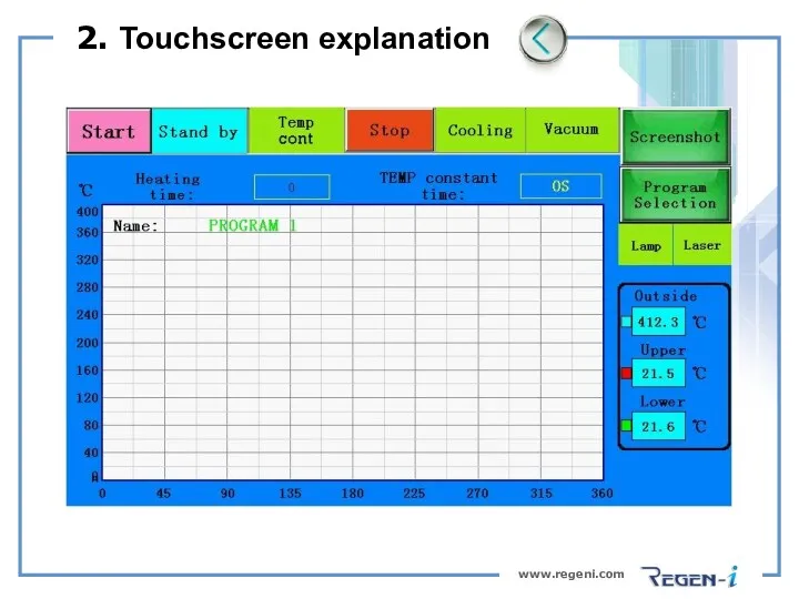 www.regeni.com 2. Touchscreen explanation