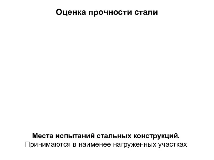 Оценка прочности стали Места испытаний стальных конструкций. Принимаются в наименее нагруженных участках