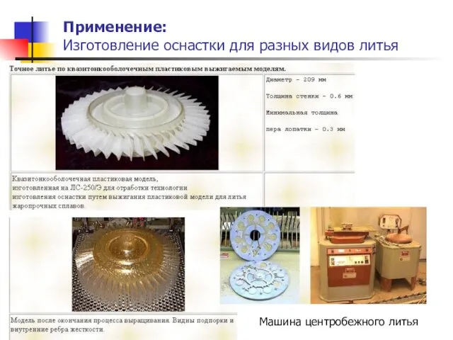 Применение: Изготовление оснастки для разных видов литья Машина центробежного литья