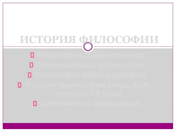 ИСТОРИЯ ФИЛОСОФИИ Философия Древнего мира Средневековая философия Философия Нового времени