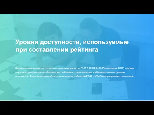 Уровни доступности, используемые при составлении рейтинга Для присвоения уровня доступности