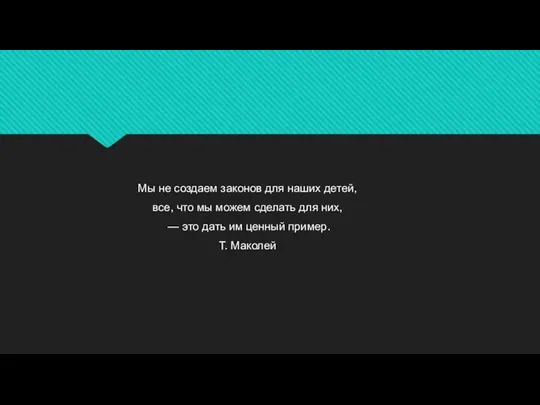 Мы не создаем законов для наших детей, все, что мы