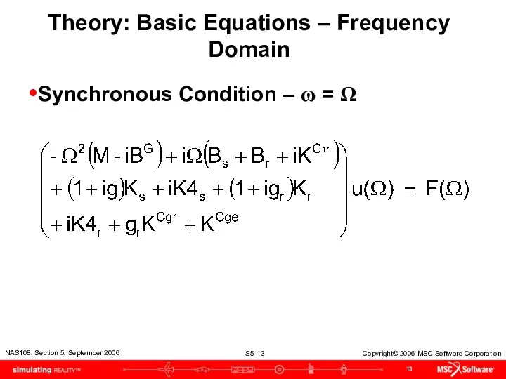 Theory: Basic Equations – Frequency Domain Synchronous Condition – ω = Ω