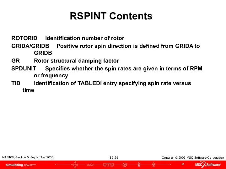 RSPINT Contents ROTORID Identification number of rotor GRIDA/GRIDB Positive rotor