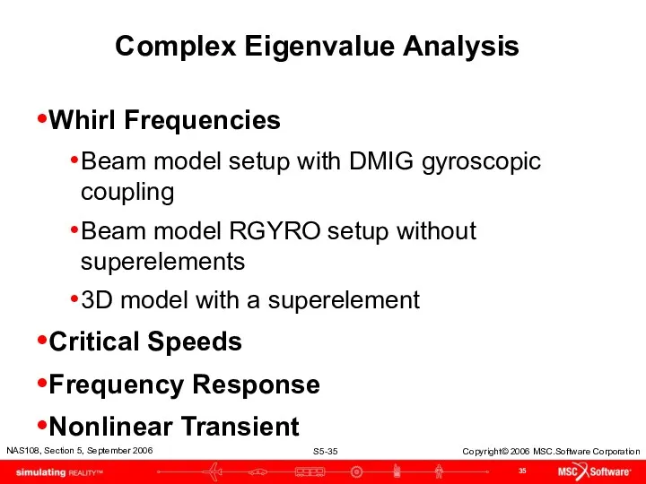 Complex Eigenvalue Analysis Whirl Frequencies Beam model setup with DMIG