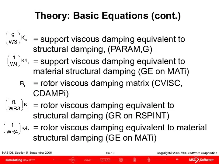 Theory: Basic Equations (cont.) = support viscous damping equivalent to