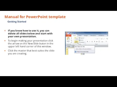 Manual for PowerPoint template If you know how to use it, you can