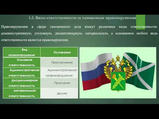 Правонарушения в сфере таможенного дела влекут различные виды ответственности: административную,