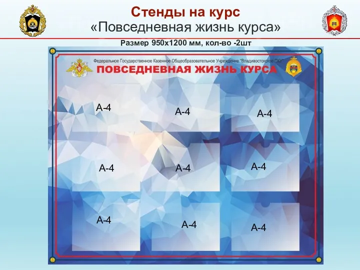 «Повседневная жизнь курса» Размер 950х1200 мм, кол-во -2шт Стенды на