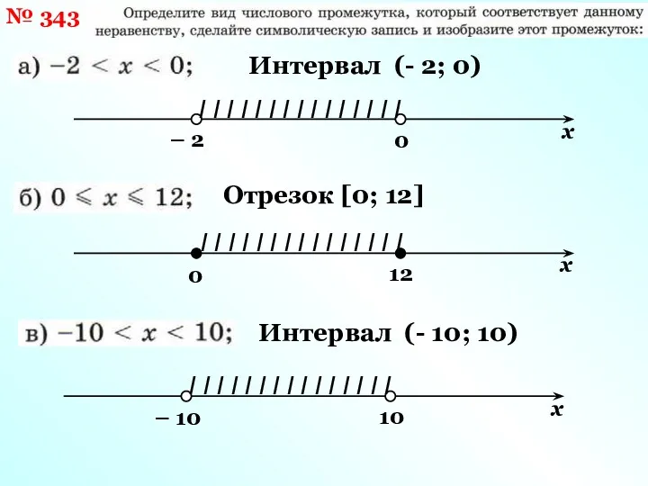 № 343 Интервал (- 2; 0) I I I I