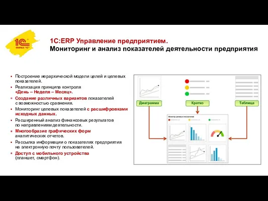 1С:ERP Управление предприятием. Мониторинг и анализ показателей деятельности предприятия Построение