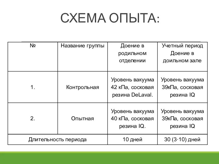 СХЕМА ОПЫТА: