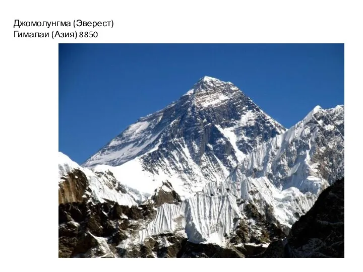 Джомолунгма (Эверест) Гималаи (Азия) 8850